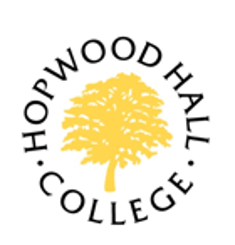 Logo of Hopwood Hall College featuring a yellow tree and text around it.